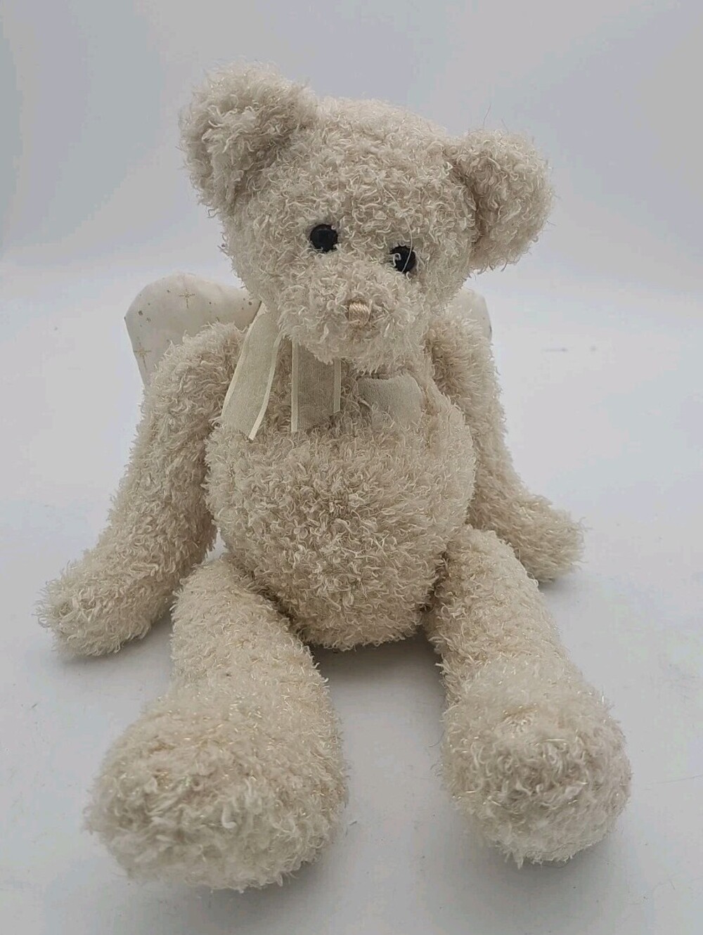 EUC~Lovely Plush Gund Angel Bear With Wings~" Crystal"~Ivory Gold Glitter